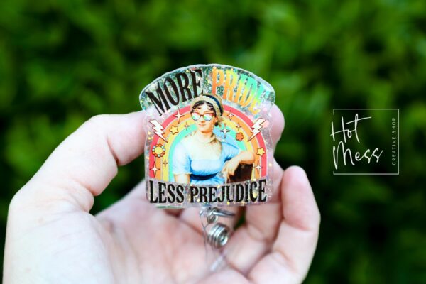 More pride Less prejudice  Badge Reel, Gay Pride Badge Reel, LGBT Pride Retractable Badge Reel, ID Holder