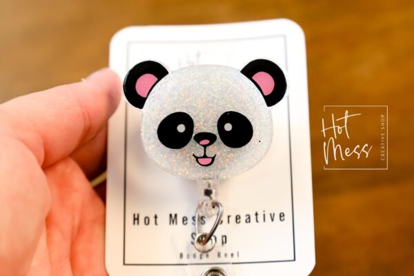 Panda Badge Reel, Daycare ID Holder, Interchangeable Badge Reel, Teacher Gift, Daycare Teacher, NICU Nurse, Stocking Stuffer