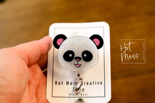 Panda Badge Reel, Daycare ID Holder, Interchangeable Badge Reel, Teacher Gift, Daycare Teacher, NICU Nurse, Stocking Stuffer