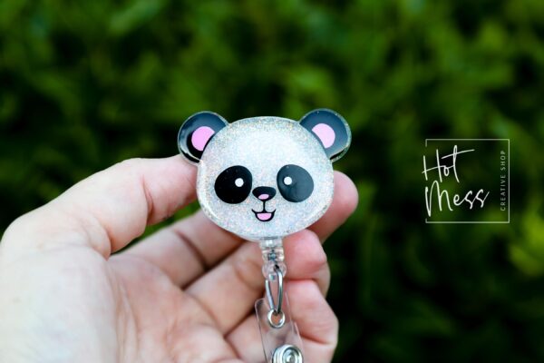 Panda Badge Reel, Daycare ID Holder, Interchangeable Badge Reel, Teacher Gift, Daycare Teacher, NICU Nurse, Stocking Stuffer