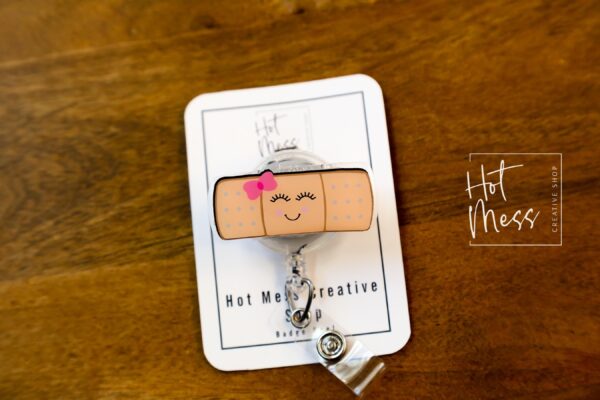 il_fullxfull.7300157438_6bgo Band aid Badge Reel, Nurse ID Holder, School Nurse Pin, Stocking Stuffer Gift