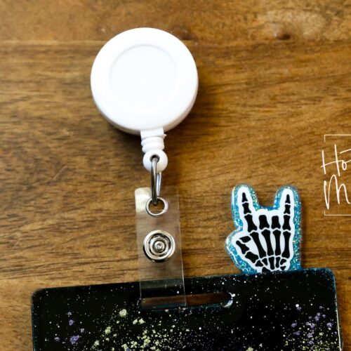 Rock on Glitter Badge Topper, badge accessories. Nurse ID Accessory, Badge Buddy topper