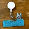 il_fullxfull.7300231712_sbo5 Rock on Glitter Badge Topper, badge accessories. Nurse ID Accessory, Badge Buddy topper
