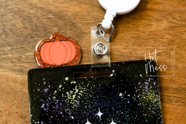 Pumpkin Glitter Badge Topper, badge accessories. Nurse ID Accessory, Badge Buddy topper