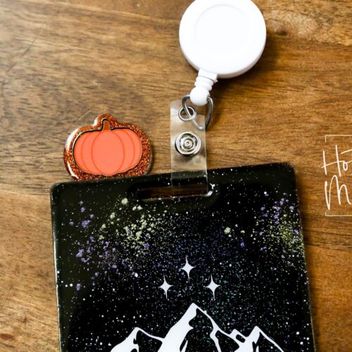 Pumpkin Glitter Badge Topper, badge accessories. Nurse ID Accessory, Badge Buddy topper