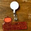 Pumpkin Glitter Badge Topper, badge accessories. Nurse ID Accessory, Badge Buddy topper