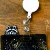 Raccoon Glitter Badge Topper, badge accessories. Nurse ID Accessory, Badge Buddy topper