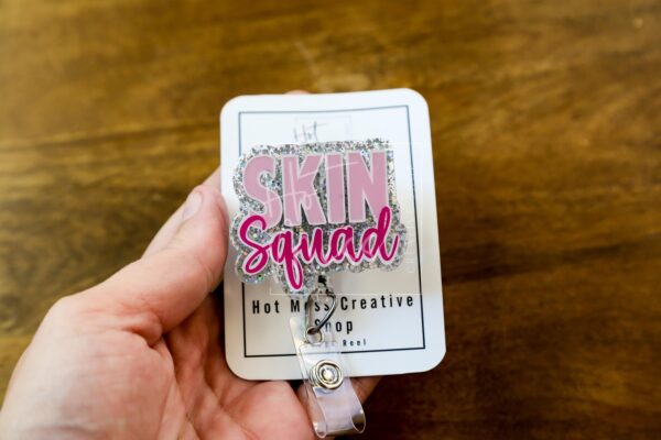 Dermatology Badge Reel: Skin Squad ID Holder for Nurses, Doctors - Retractable Work Lanyard Gift