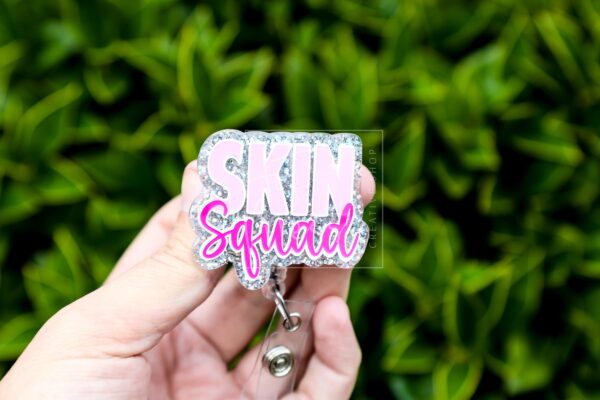 Dermatology Badge Reel: Skin Squad ID Holder for Nurses, Doctors - Retractable Work Lanyard Gift