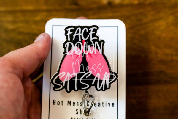 Funny Badge Reel, No Glitter Nurse Badge Reel, Respiratory Therapist Badge Reel, Face Down Sats Up ID Holder, ICU Nurse, Retractable Badge