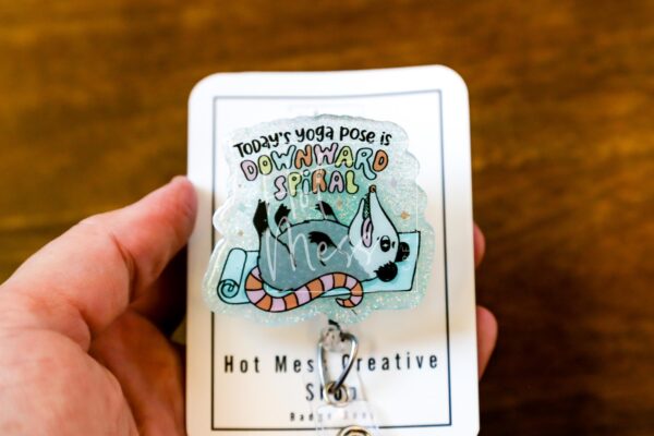 Downward Spiral, Funny Badge reel, ID Lanyard, Retractable Acrylic Badge Reel, Nurse Gift, Night Shift, dark humor gift, Stocking Stuffer