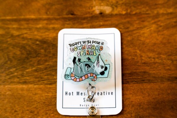 Downward Spiral, Funny Badge reel, ID Lanyard, Retractable Acrylic Badge Reel, Nurse Gift, Night Shift, dark humor gift, Stocking Stuffer