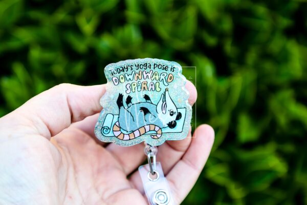 Downward Spiral, Funny Badge reel, ID Lanyard, Retractable Acrylic Badge Reel, Nurse Gift, Night Shift, dark humor gift, Stocking Stuffer