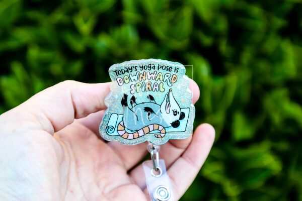 Downward Spiral, Funny Badge reel, ID Lanyard, Retractable Acrylic Badge Reel, Nurse Gift, Night Shift, dark humor gift, Stocking Stuffer