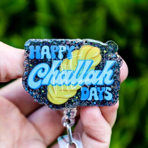 Happy Challah Days, Hanukkah Badge Reel, Nurse Badge Reel, Retractable ID Holder, Interchangeable, menorah, hanukkah gift