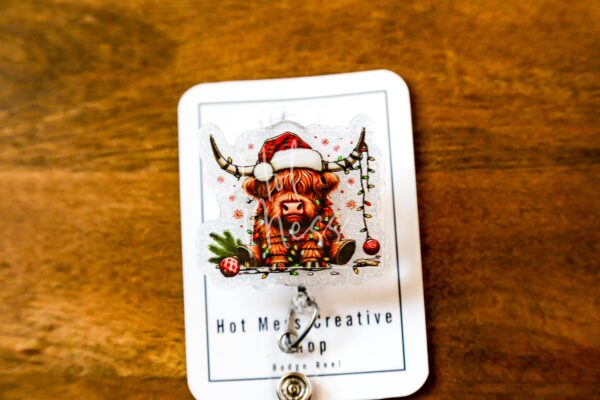 il_fullxfull.7326936908_b18n Christmas Highland Cow badge reel, Interchangeable Badge Reel, Cute badge Reel, Teacher ID Holder Nurse Badge Holder, Stocking Stuffer