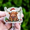 il_fullxfull.7326936912_rrm3 Christmas Highland Cow badge reel, Interchangeable Badge Reel, Cute badge Reel, Teacher ID Holder Nurse Badge Holder, Stocking Stuffer