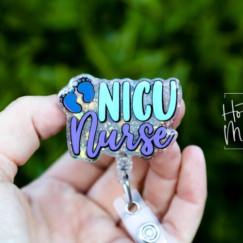 NICU Nurse Badge Reel, Glitter Badge Reel, Nurse ID Holder, Floral Badge Reel, Labor and Delivery Nurse