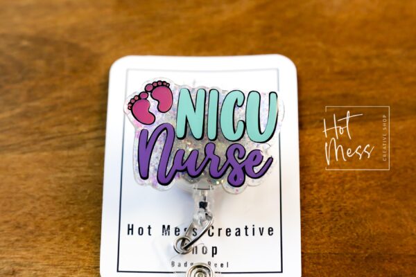 NICU Nurse Badge Reel, Glitter Badge Reel, Nurse ID Holder, Floral Badge Reel, Labor and Delivery Nurse