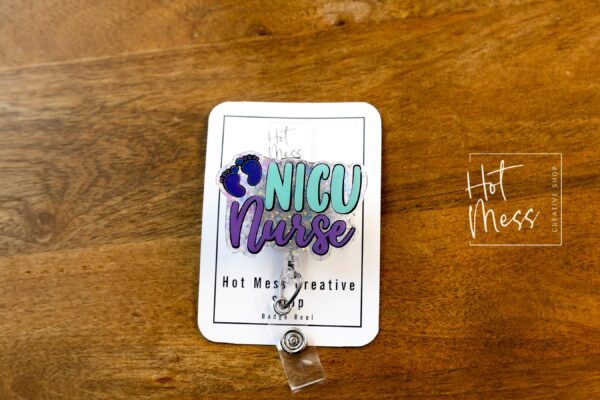 NICU Nurse Badge Reel, Glitter Badge Reel, Nurse ID Holder, Floral Badge Reel, Labor and Delivery Nurse