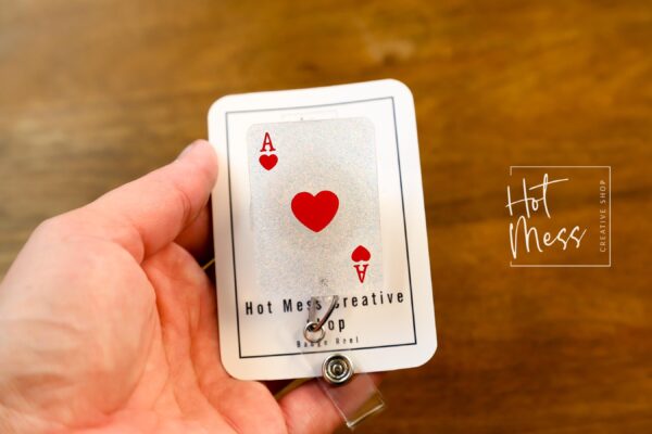 Paying Card Casino Badge Reel, Poker Pin, Interchangeable, ID Lanyard, las vegas, Stocking Stuffer