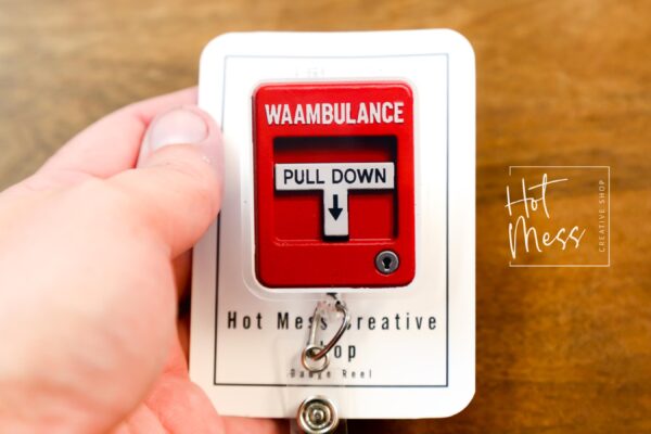 il_fullxfull.7347996385_6npc Waambulance Badge Reel: Funny Fire Alarm Retractable ID Holder for Nurses & EMTs