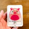 Pig Squish badge reel, Interchangeable Badge Reel, Teacher ID Holder, animal badge reel, Nurse Badge Holder, Stocking Stuffer
