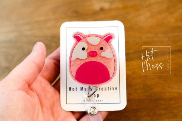Pig Squish badge reel, Interchangeable Badge Reel, Teacher ID Holder, animal badge reel, Nurse Badge Holder, Stocking Stuffer