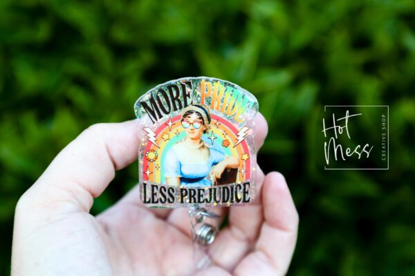 More pride Less prejudice  Badge Reel, Gay Pride Badge Reel, LGBT Pride Retractable Badge Reel, ID Holder