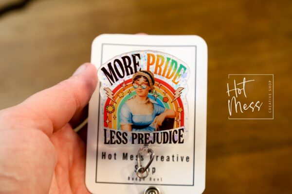 More pride Less prejudice  Badge Reel, Gay Pride Badge Reel, LGBT Pride Retractable Badge Reel, ID Holder