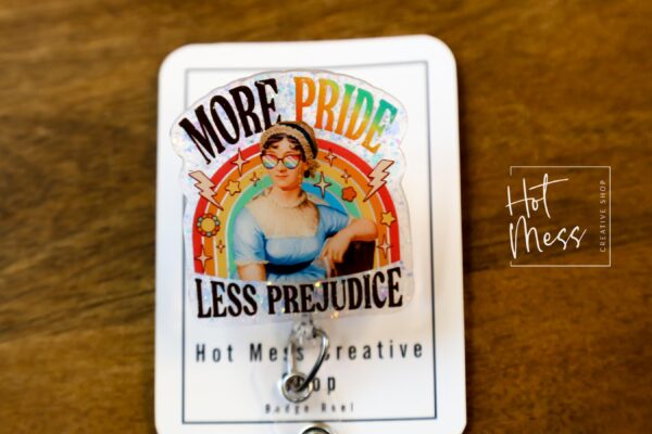 More pride Less prejudice  Badge Reel, Gay Pride Badge Reel, LGBT Pride Retractable Badge Reel, ID Holder