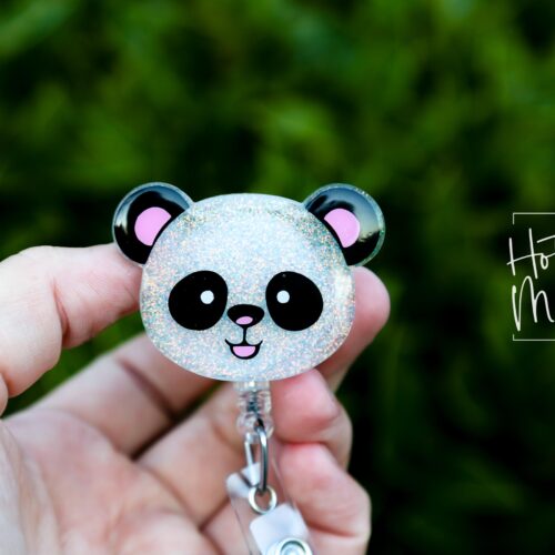Panda Badge Reel, Daycare ID Holder, Interchangeable Badge Reel, Teacher Gift, Daycare Teacher, NICU Nurse, Stocking Stuffer