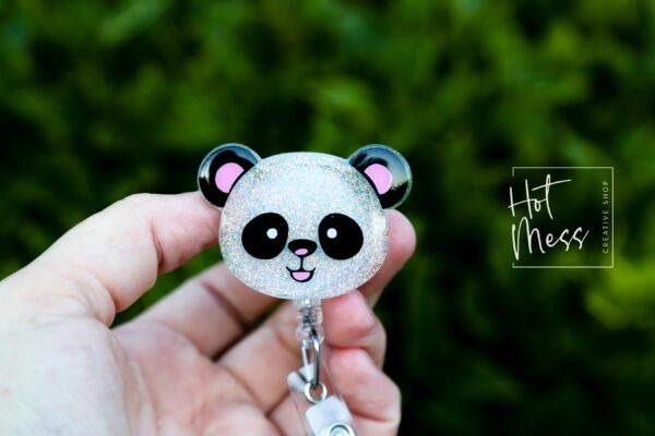 Panda Badge Reel, Daycare ID Holder, Interchangeable Badge Reel, Teacher Gift, Daycare Teacher, NICU Nurse, Stocking Stuffer