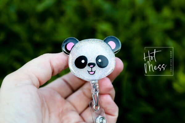 Panda Badge Reel, Daycare ID Holder, Interchangeable Badge Reel, Teacher Gift, Daycare Teacher, NICU Nurse, Stocking Stuffer