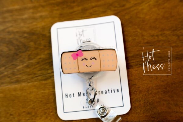 il_fullxfull.7348106307_1vv7 Band aid Badge Reel, Nurse ID Holder, School Nurse Pin, Stocking Stuffer Gift