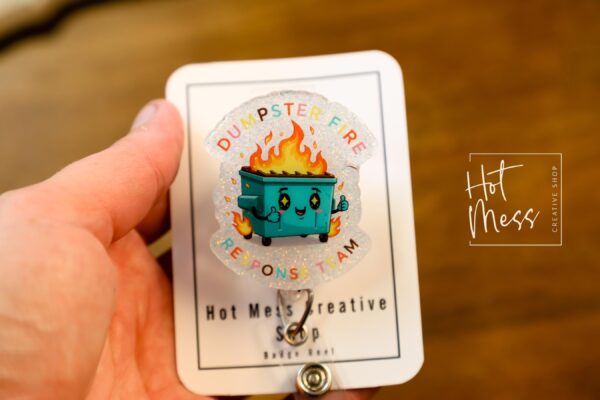 Dumpster fire Response team Funny Badge Reel, Retractable Badge Reel, Interchangeable Badge Reel, Stocking Stuffer, Dark Humor Gift