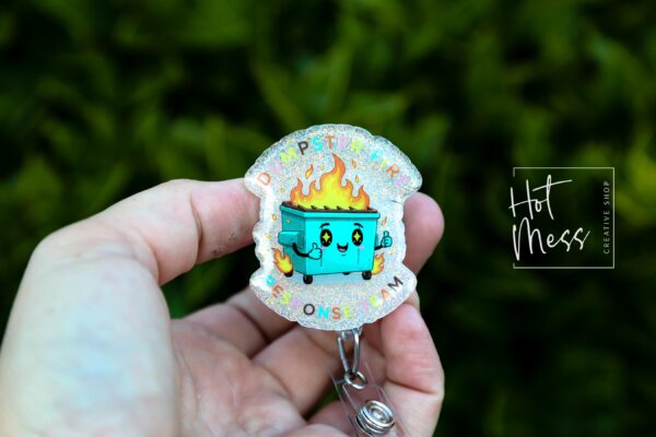 Dumpster fire Response team Funny Badge Reel, Retractable Badge Reel, Interchangeable Badge Reel, Stocking Stuffer, Dark Humor Gift
