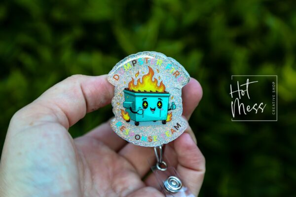 Dumpster fire Response team Funny Badge Reel, Retractable Badge Reel, Interchangeable Badge Reel, Stocking Stuffer, Dark Humor Gift