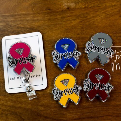 il_fullxfull.7348141315_beqt Personalized Cancer Survivor Badge Reel: Retractable ID Holder, Awareness Gift for Warriors