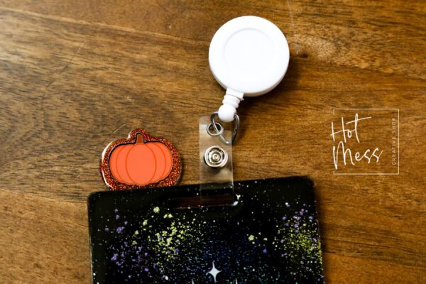 Pumpkin Glitter Badge Topper, badge accessories. Nurse ID Accessory, Badge Buddy topper