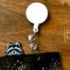 Raccoon Glitter Badge Topper, badge accessories. Nurse ID Accessory, Badge Buddy topper