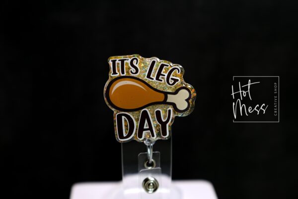il_fullxfull.7357524690_aaoh It's Leg Day Badge Reel, Thanksgiving Badge Reel, Turkey ID Holder, Interchangeable badge reel