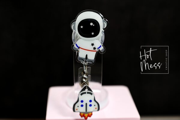 Astronaut Badge Reel, Personalized Space Badge ID, Science Retractable Lanyard, Teacher Badge, Scientist