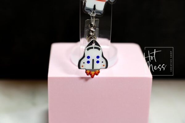 Astronaut Badge Reel, Personalized Space Badge ID, Science Retractable Lanyard, Teacher Badge, Scientist