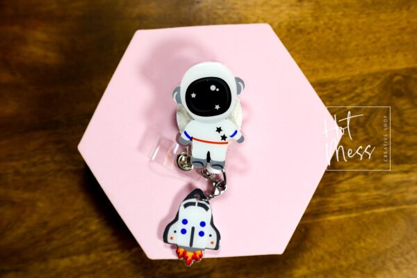 Astronaut Badge Reel, Personalized Space Badge ID, Science Retractable Lanyard, Teacher Badge, Scientist