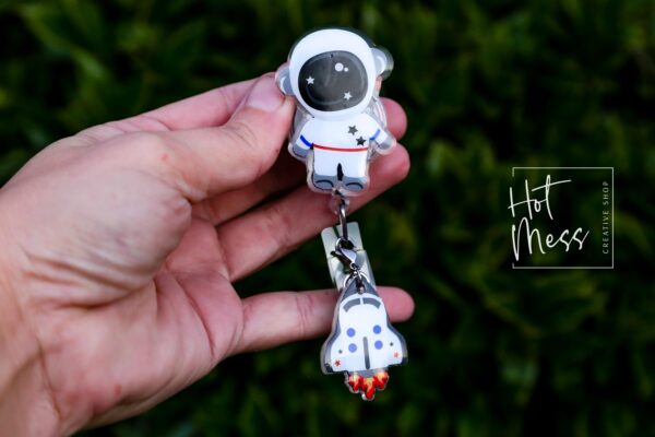 Astronaut Badge Reel, Personalized Space Badge ID, Science Retractable Lanyard, Teacher Badge, Scientist
