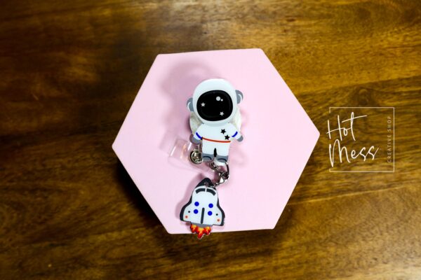 Astronaut Badge Reel, Personalized Space Badge ID, Science Retractable Lanyard, Teacher Badge, Scientist