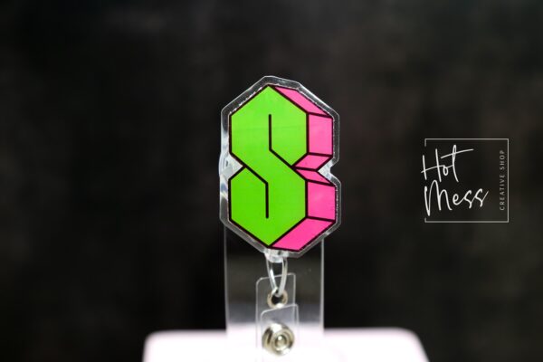 Graffiti s letter Badge Reel, 90's nostalgia Badge Reel, Retractable Badge Reel, Interchangeable Badge Reel