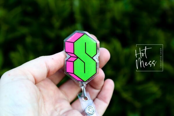 Graffiti s letter Badge Reel, 90's nostalgia Badge Reel, Retractable Badge Reel, Interchangeable Badge Reel