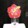 PINK Hibiscus Badge Reel, RN ID Holder, Retractable Acrylic Badge Reel, Nurse Gift, Teacher Lanyard, flower badge reel
